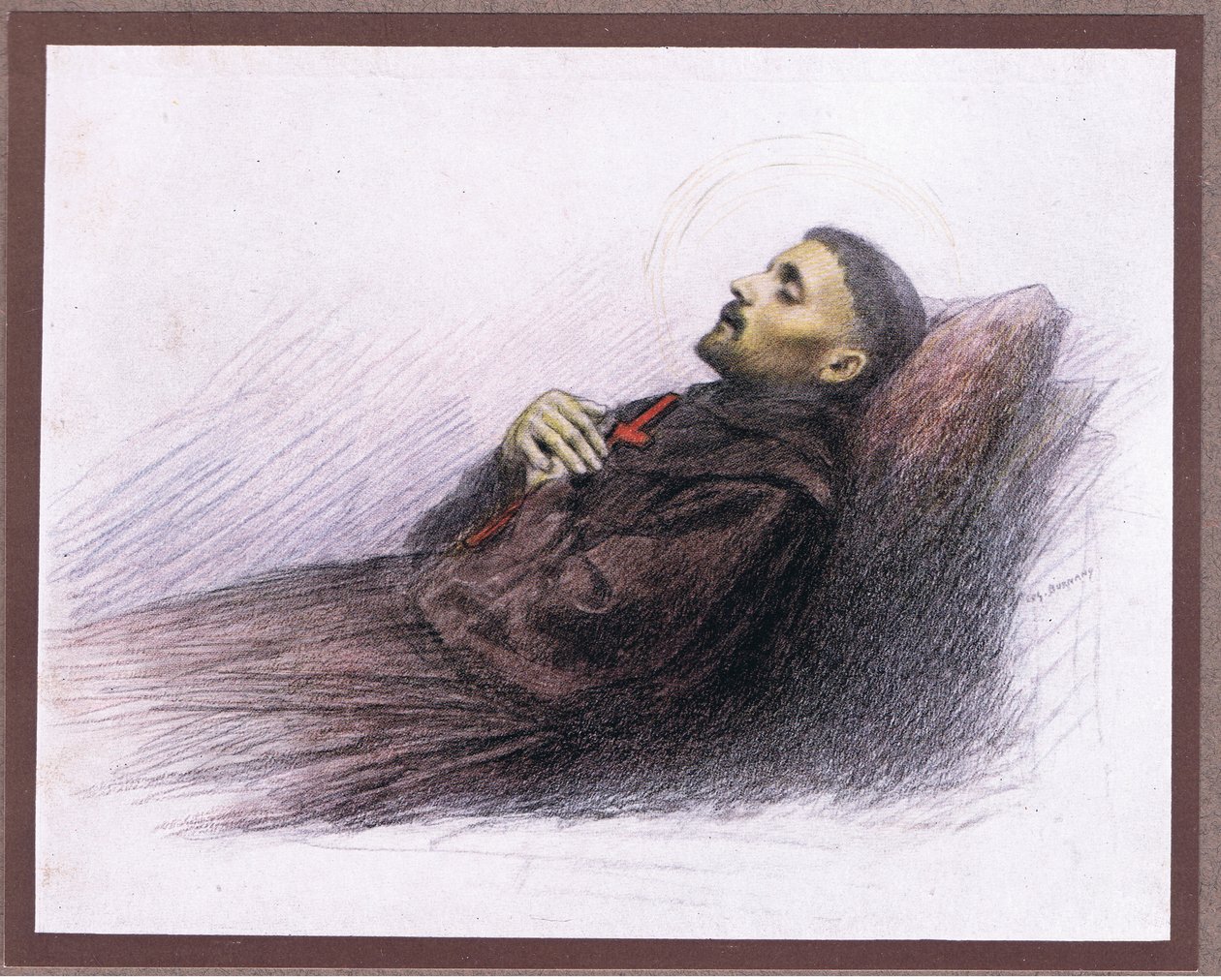 Sint Franciscus op zijn sterfbed door Eugene Burnand
