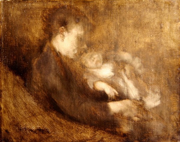 Vrouw en kind door Eugène Carrière