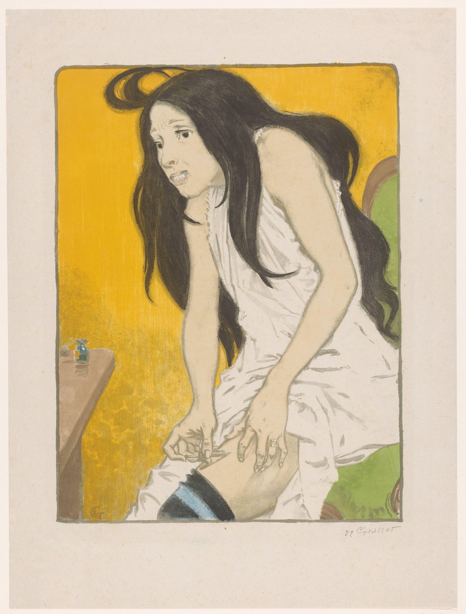 Morfineverslaafde vrouw door Eugene Grasset