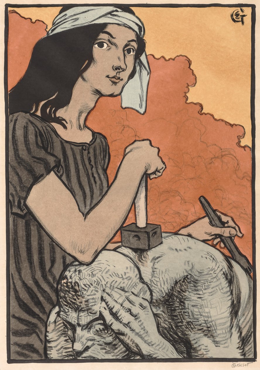 Beeldhouwster, 1897 door Eugene Grasset