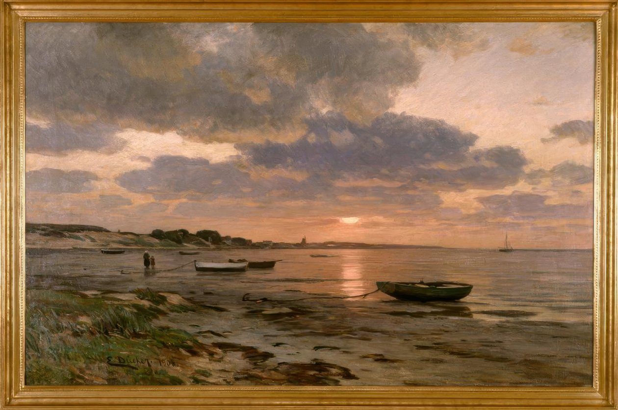 E. Dücker, Zonsondergang aan de Oostzee door Eugene Gustav Dücker