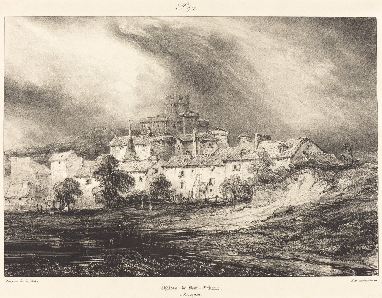 Kasteel van Pont-Gibaud door Eugene Isabey