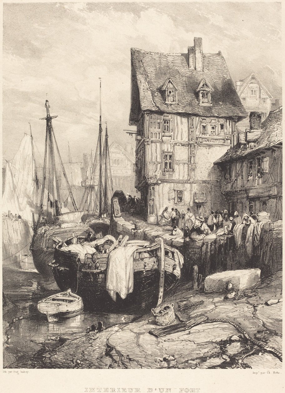 Interieur van een haven door Eugene Isabey