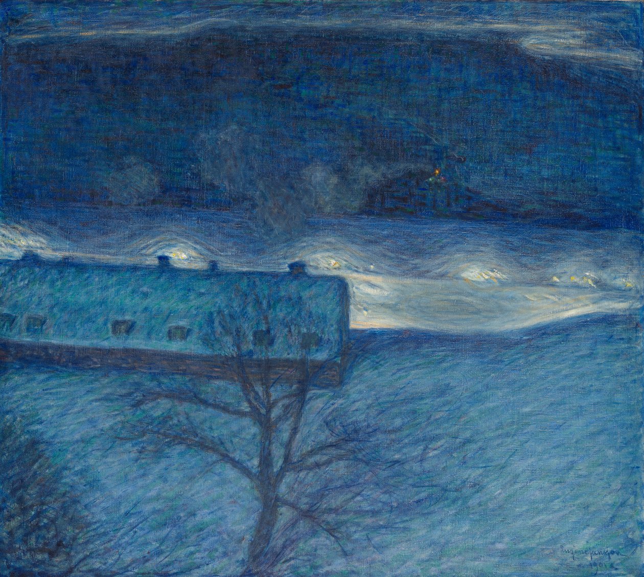 Winternacht over de kade door Eugène Jansson
