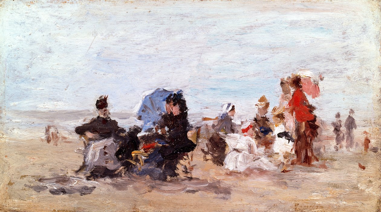 Strand bij Deauville, c.1874 door Eugene Louis Boudin