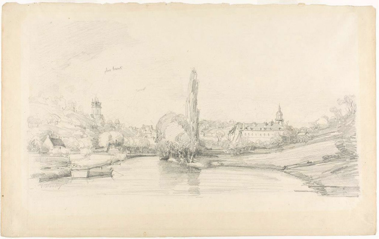Kanaalscène nabij Brussel door Eugene Louis Boudin