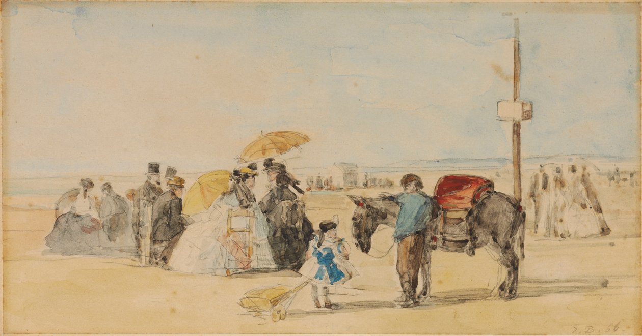 Op het strand, 1866 door Eugene Louis Boudin