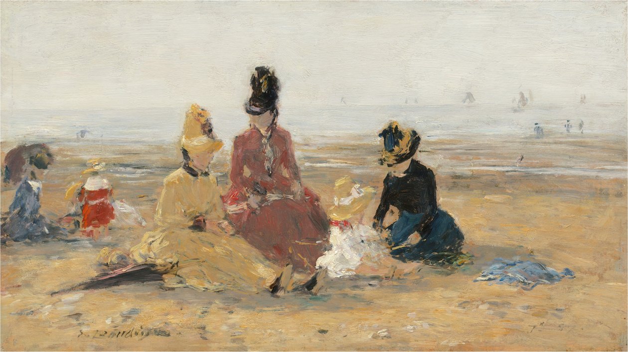 Op het Strand, Trouville, 1887 door Eugene Louis Boudin