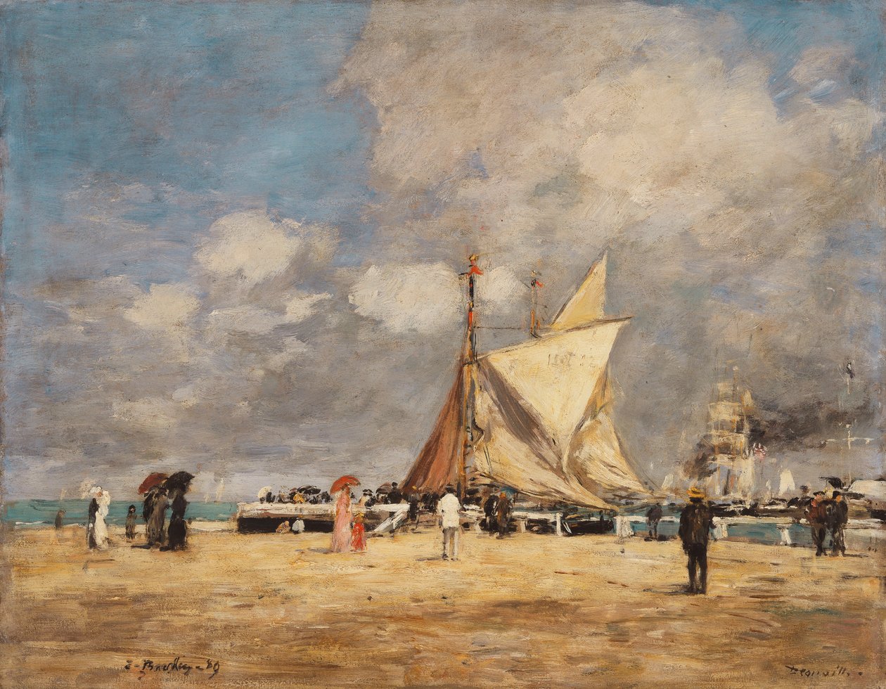 Op de Pier, Deauville, 1889 door Eugene Louis Boudin