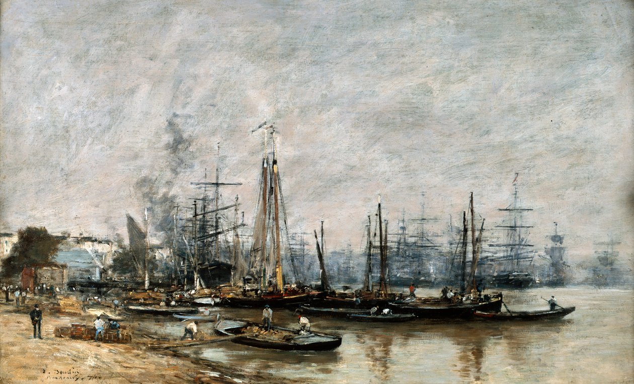 De haven van Bordeaux, 1874 door Eugene Louis Boudin