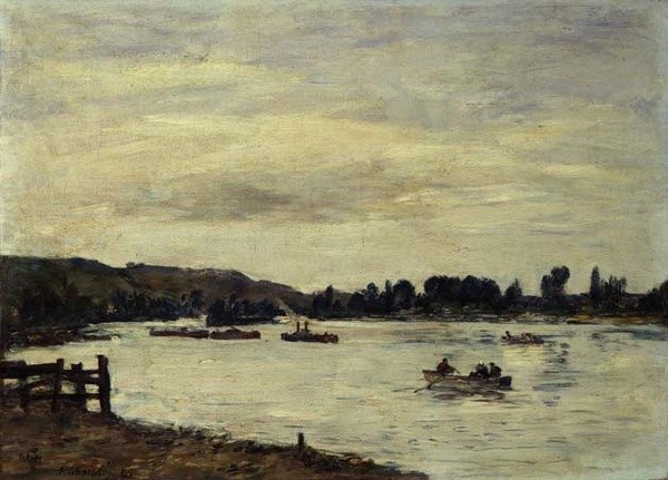 De Seine bij Rouen door Eugene Louis Boudin