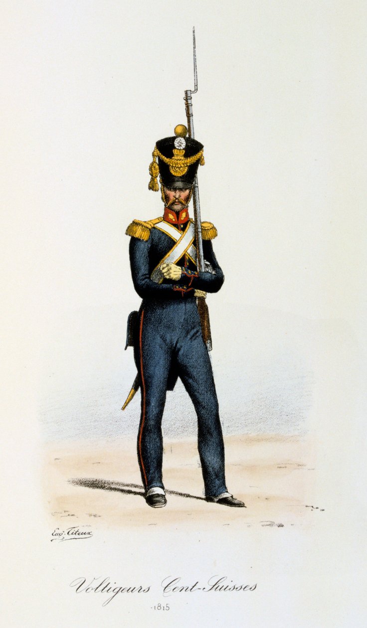 Voltigeurs, Cents-Suisses, 1815 door Eugene Titeux