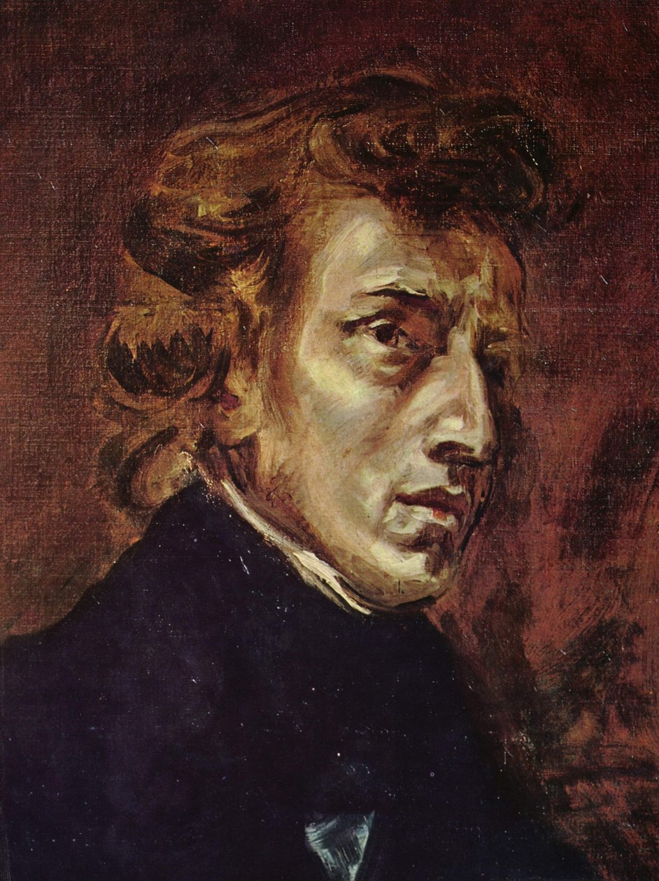 Portret van Frédéric Chopin door Ferdinand Victor Eugene Delacroix