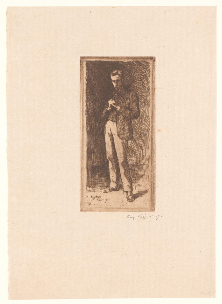 Zelfportret door Eugène Bejot (signed by artist)