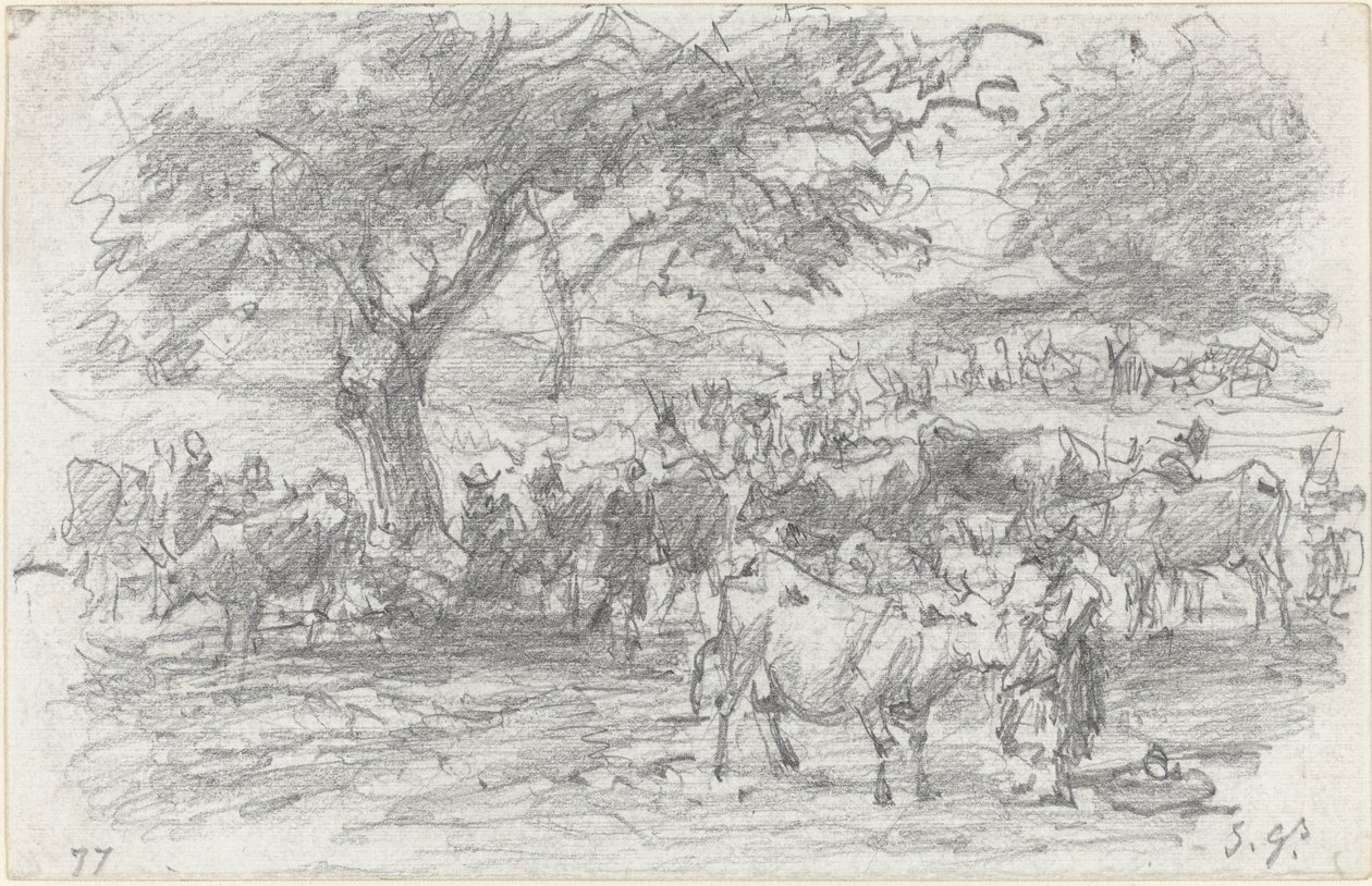 Herders en Vee door Eugène Boudin