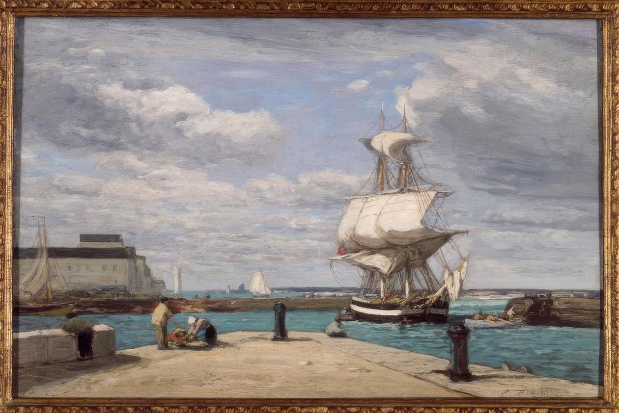 Honfleur, de haven door Eugene Louis Boudin