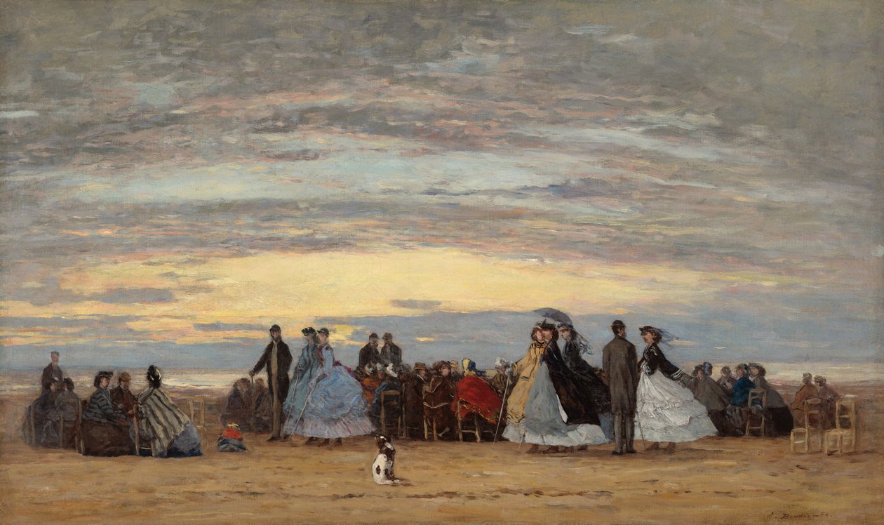 Het Strand van Villerville door Eugène Boudin