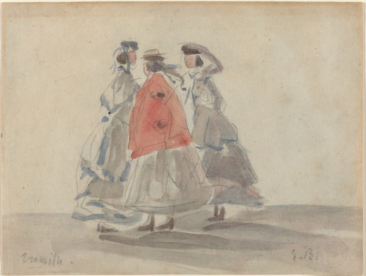 Drie Vrouwen in Trouville door Eugène Boudin