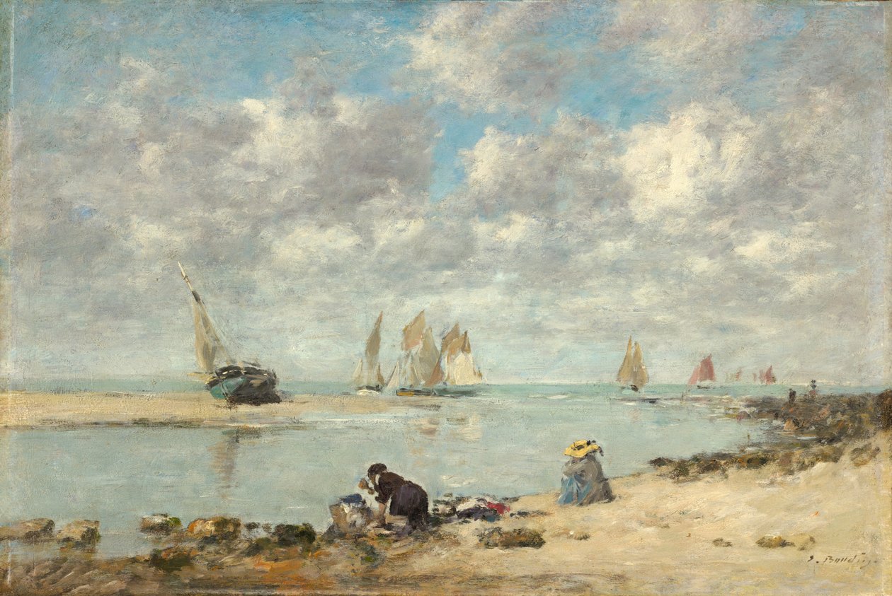 Wasvrouw bij Trouville door Eugène Boudin