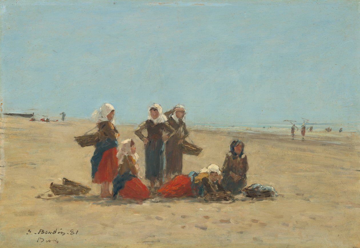 Vrouwen op het Strand bij Berck door Eugène Boudin