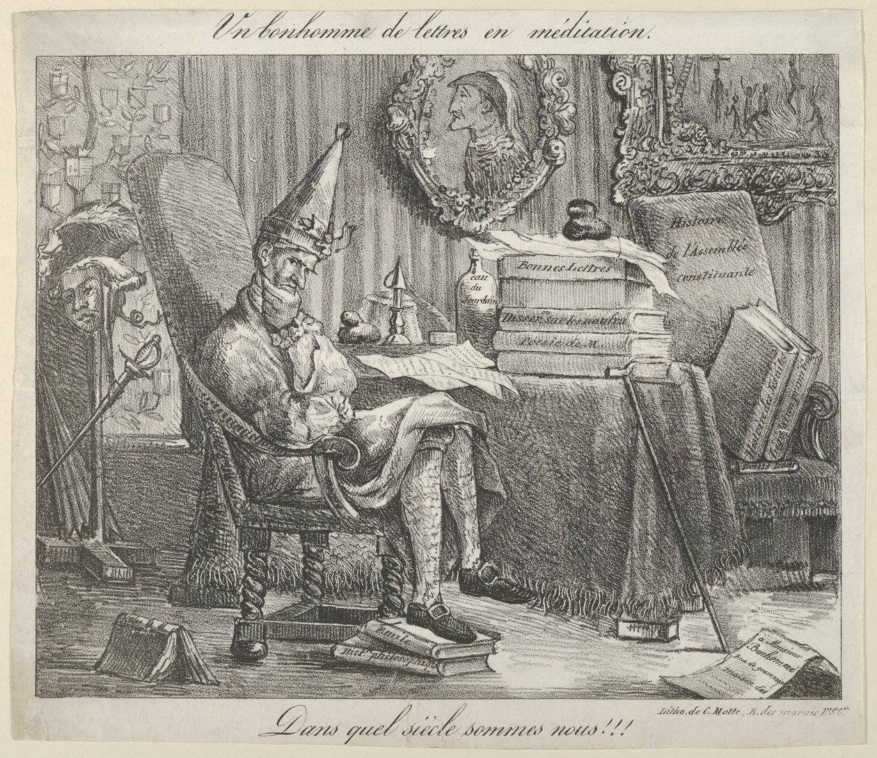 Een Literaire Man Mediterend, 1821 door Eugène Delacroix