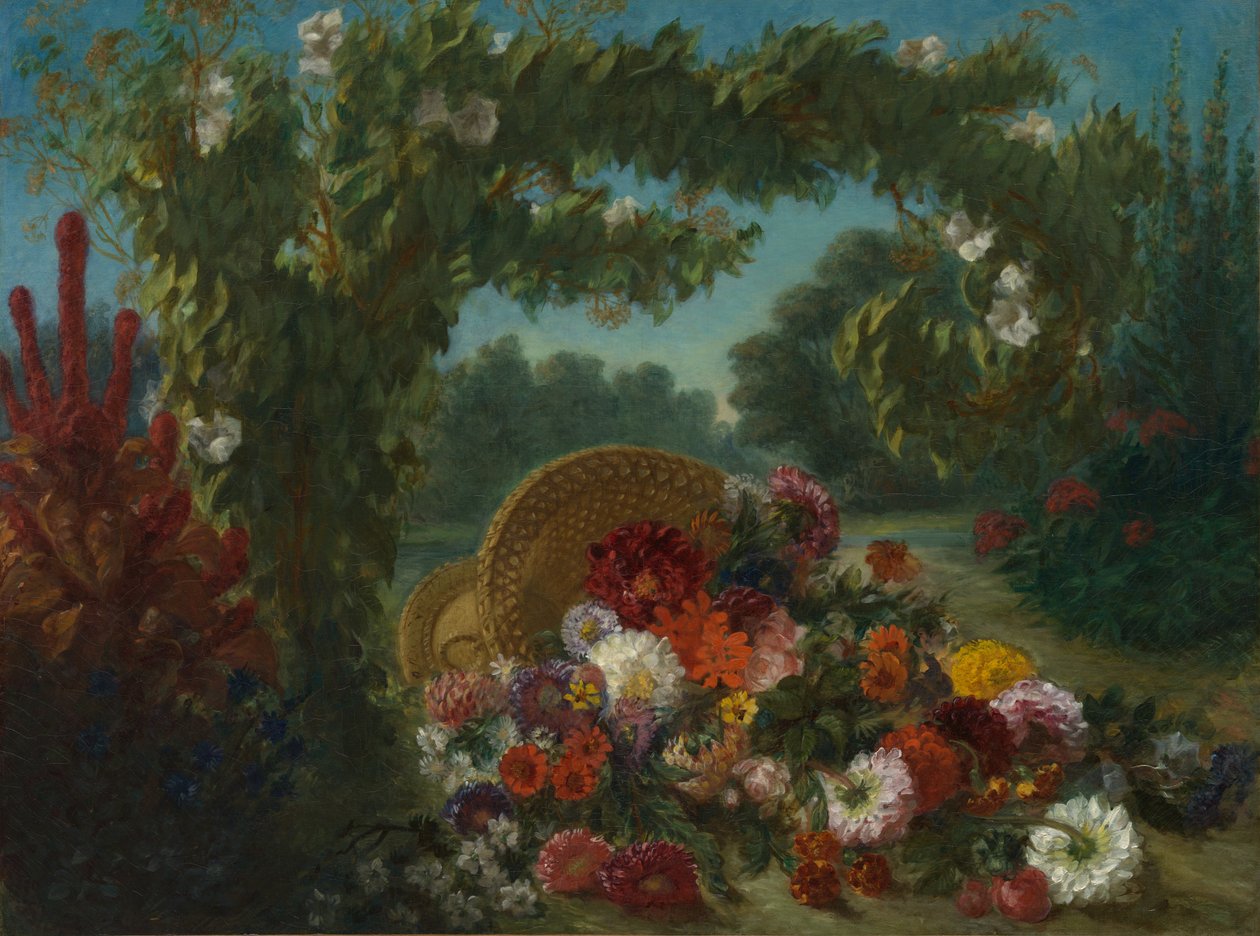 Mand met Bloemen door Eugène Delacroix