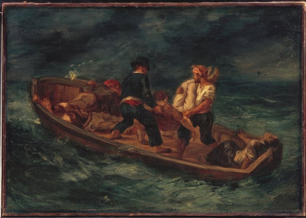 Boot met Schipbreukelingen door Ferdinand Victor Eugene Delacroix