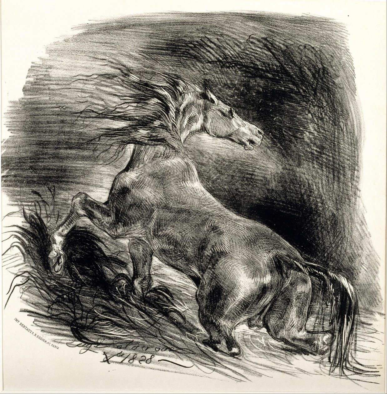 Wild paard door Eugène Delacroix