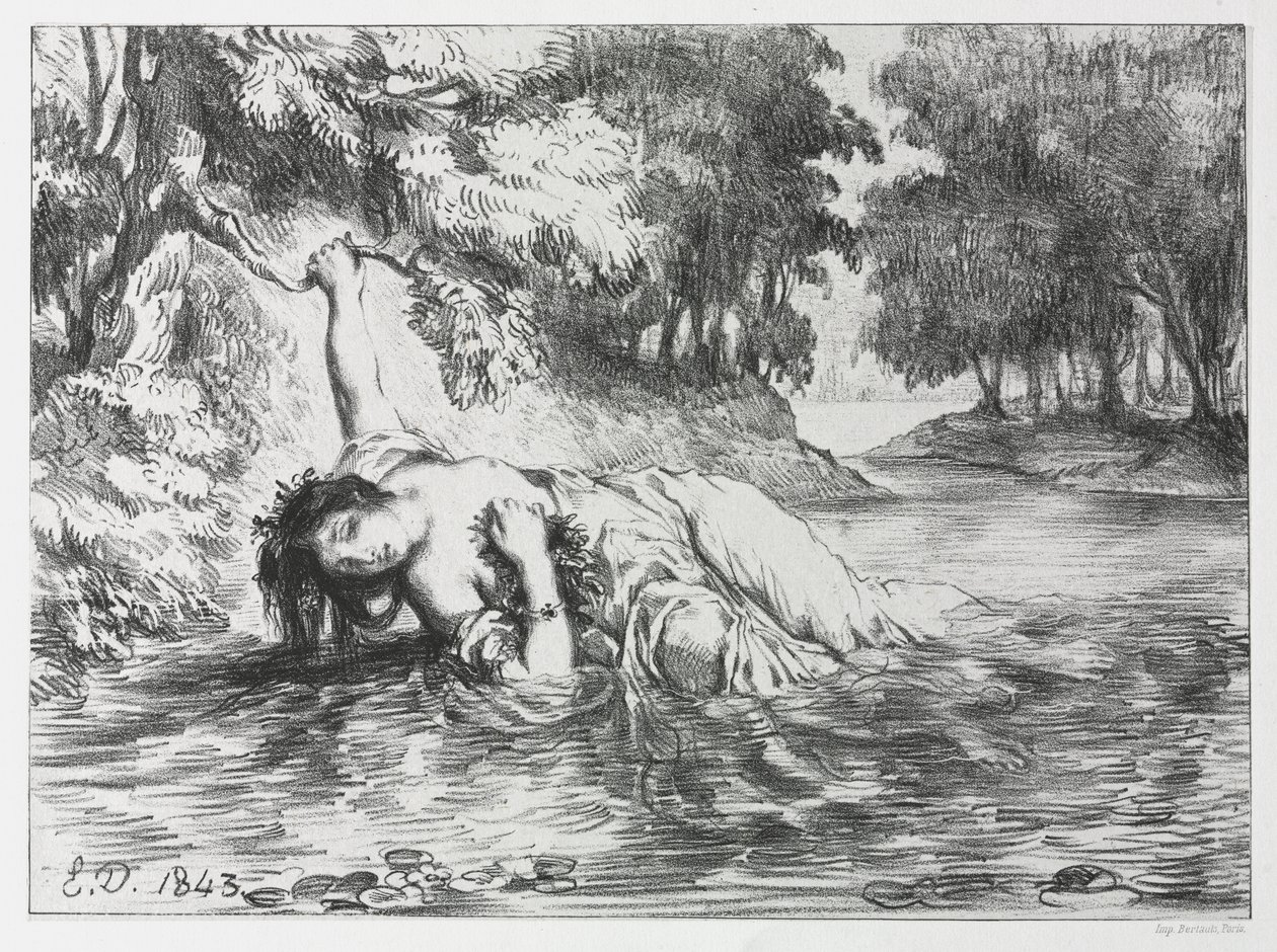Hamlet: De Dood van Ophelia door Eugène Delacroix