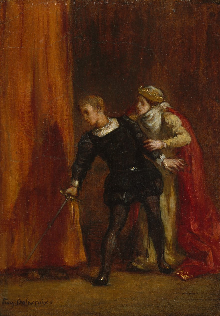 Hamlet en zijn moeder, 1849 door Ferdinand Victor Eugene Delacroix