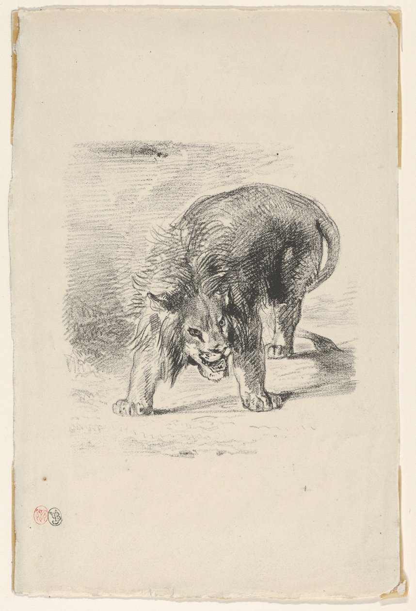 Staande leeuw, 1833 door Eugène Delacroix