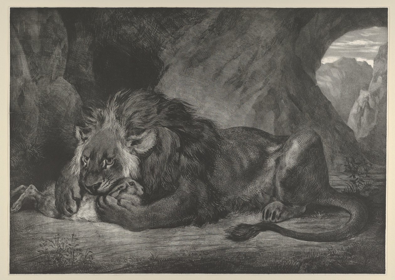 Leeuw van het Atlasgebergte door Eugène Delacroix
