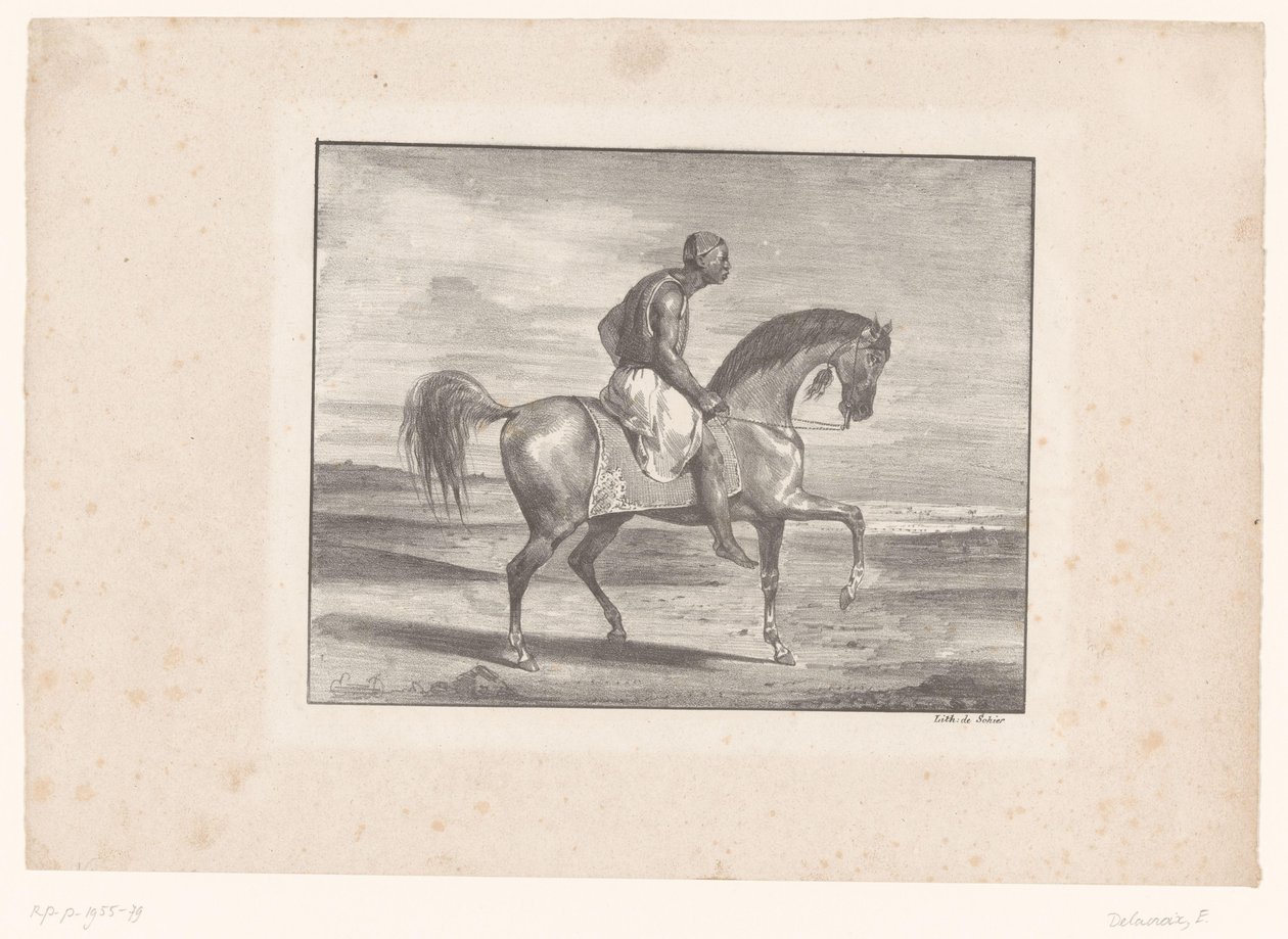 Man te paard in de woestijn door Eugène Delacroix