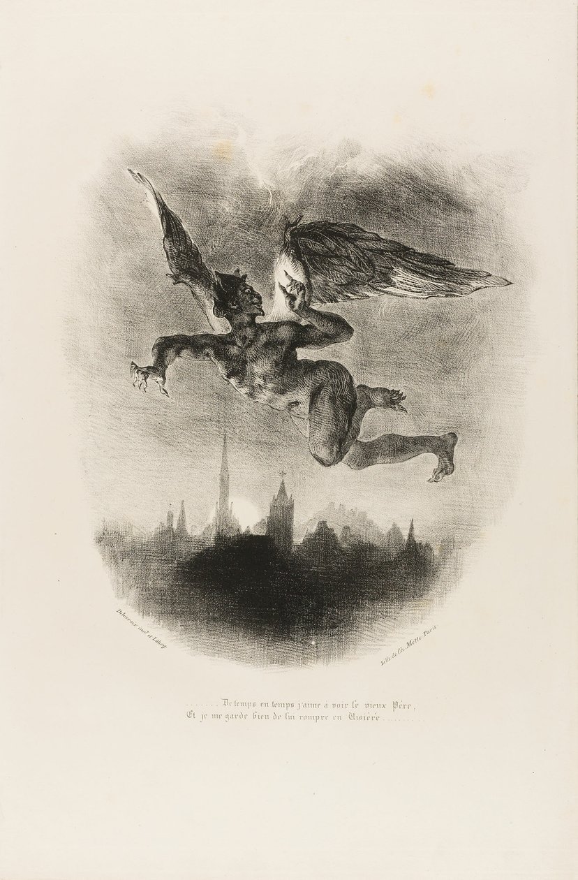 Mephistopheles Vliegend, uit Faust door Eugène Delacroix