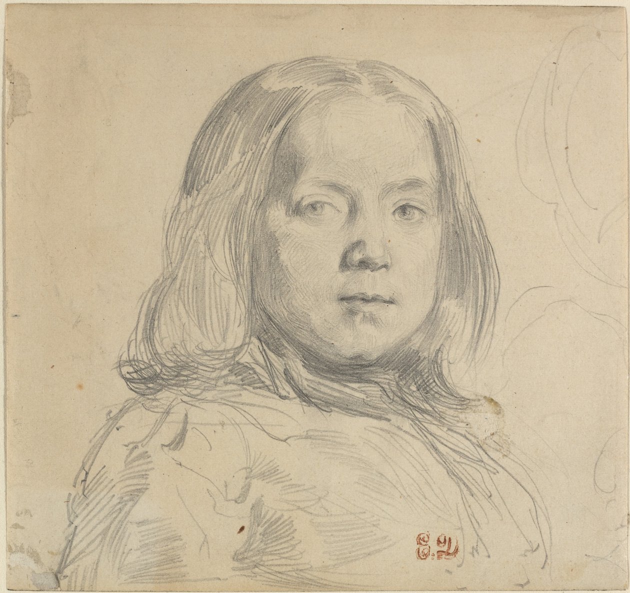Portret van een Kind door Eugène Delacroix