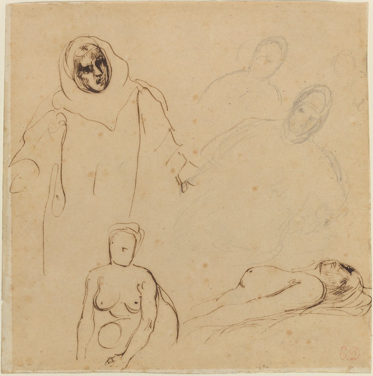 Studies voor Christoffel Columbus door Eugène Delacroix