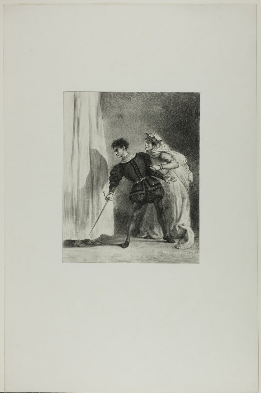 De moord op Polonius door Eugène Delacroix
