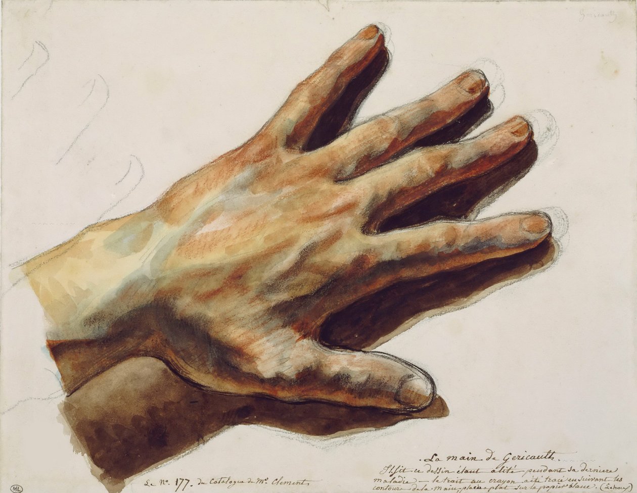 De linkerhand van Théodore Géricault door Eugène Delacroix