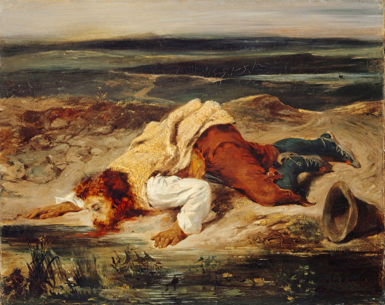 Gewonde Bandiet Romeinse Herder, ca. 1825 door Eugène Delacroix
