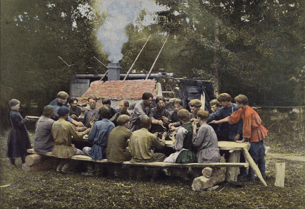 Kantine van de arbeiders in het dorp door European Photographer