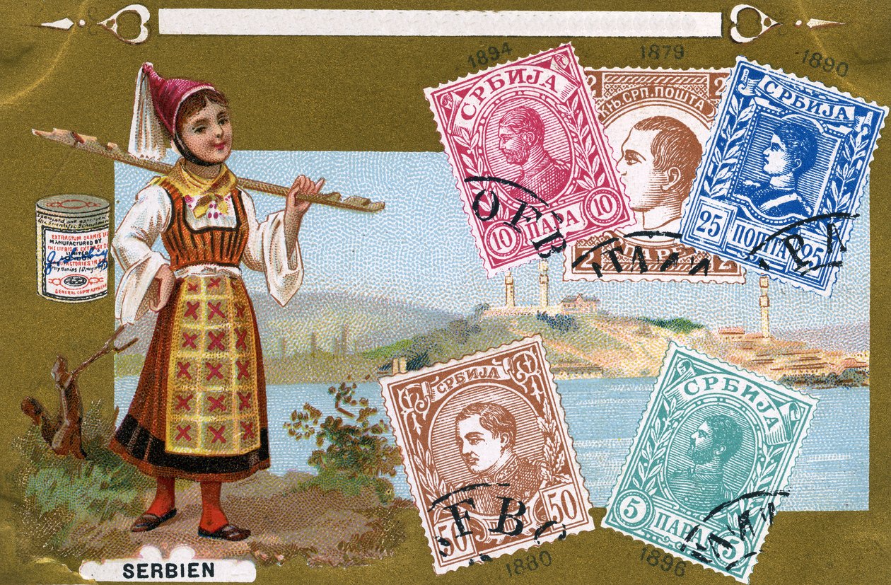 Servische postzegels, 1897 door European School