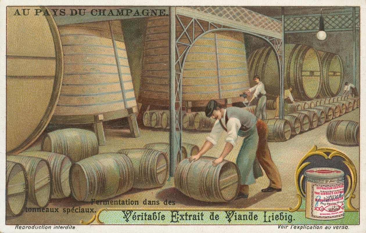 Champagne, Liebig-kaart, begin 20e eeuw (chromo) door European School