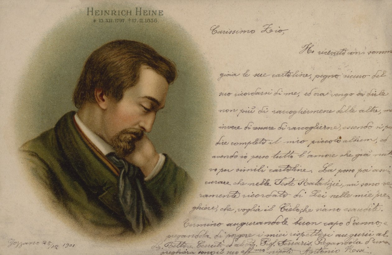 Heinrich Heine, Duits dichter (chromolitho) door European School