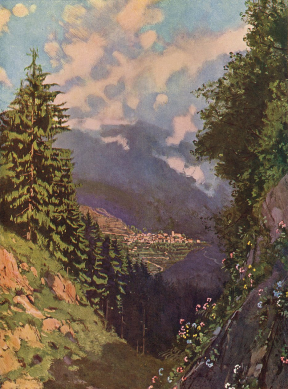 Saint-Martin-Vesubie, algemeen zicht (kleurenlitho) door European School