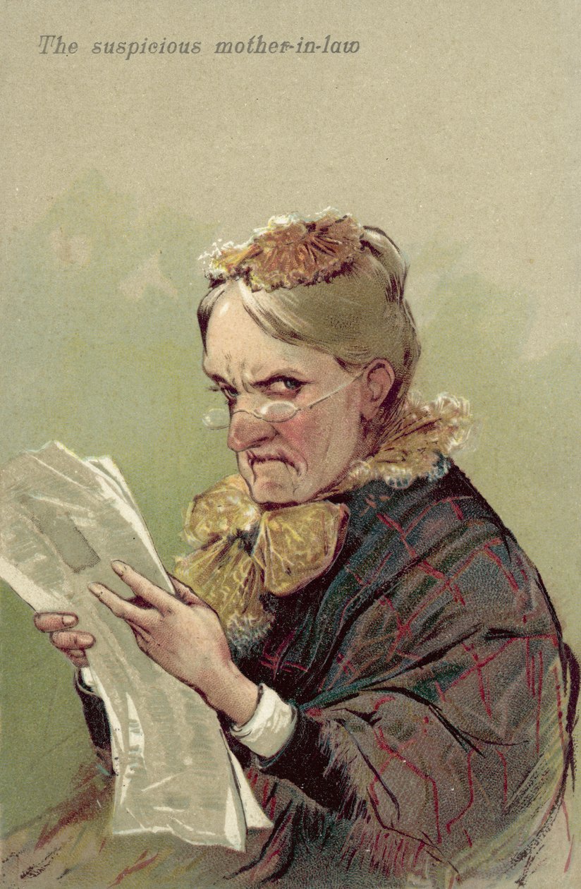 De achterdochtige schoonmoeder (kleurenlitho) door European School