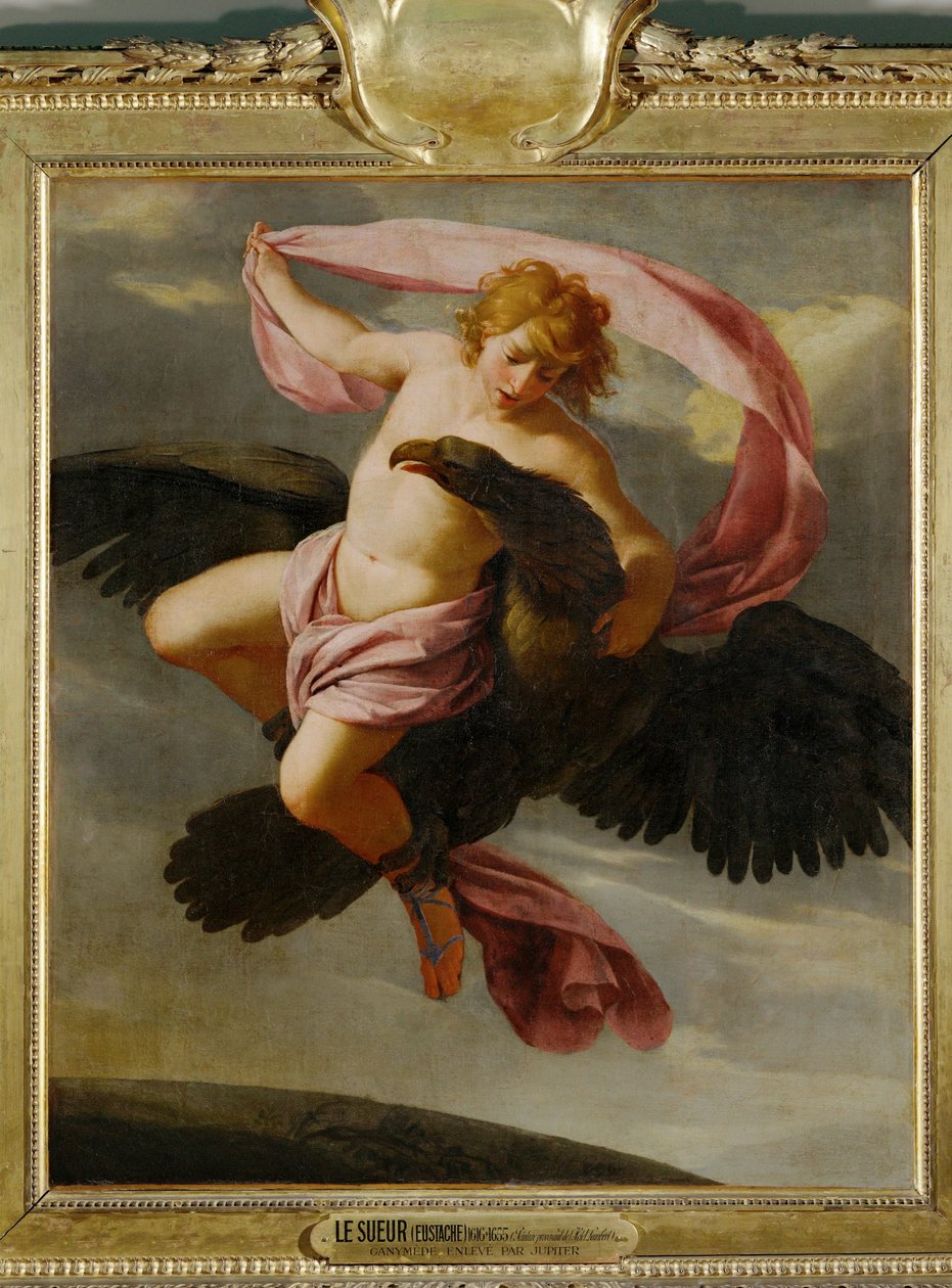 De ontvoering van Ganymedes ... door Eustache (studio of) Le Sueur