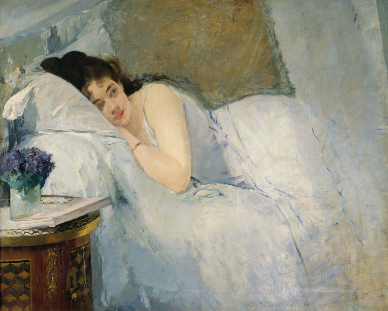 Ontwakend meisje, ca. 1877-78 (olieverf op doek) door Eva Gonzalès