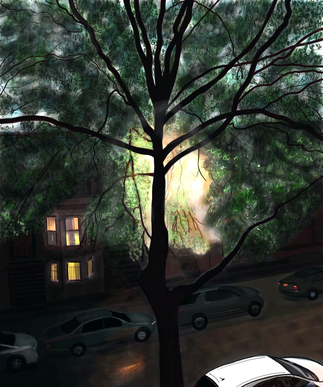 After Rain, First Light, Brooklyn (digitale kunst) door Evan Sklar