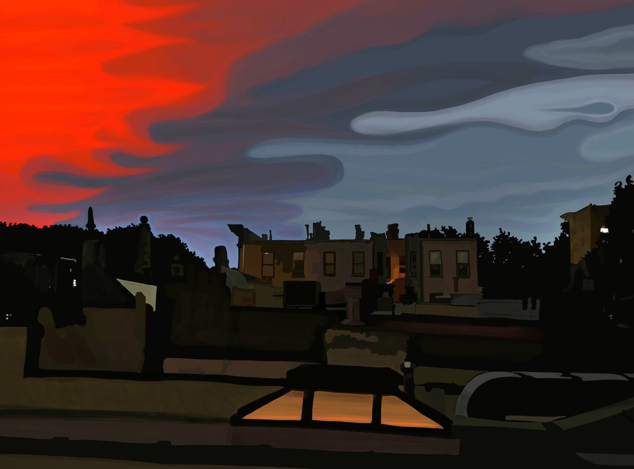 Naderende storm, Brooklyn (digitale kunst) door Evan Sklar