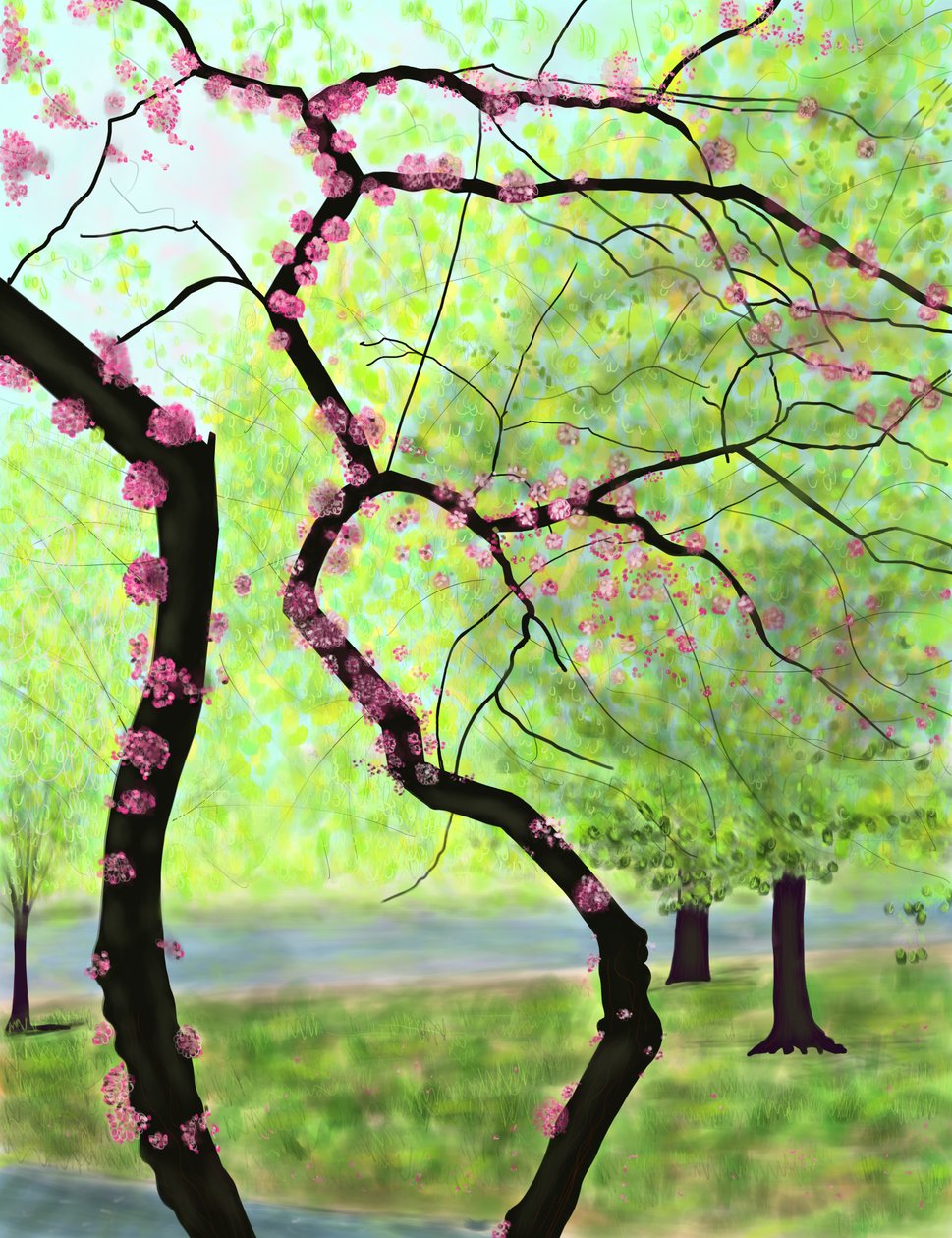 Bloeiende boom, Brooklyn (digitale kunst) door Evan Sklar